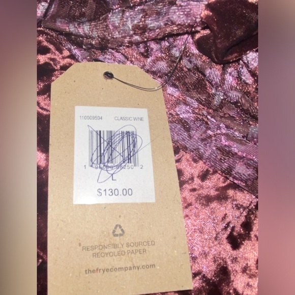 Frye and Co. Floral Burnout Velvet Burgundy Dress Midi Flounce L Boho Cowgirl - Picture 11 of 11